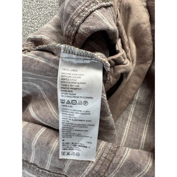 Tommy Bahama Two Palms Stripe Shirt Dress 100% Linen Natural Brown Size Small - Picture 6 of 11